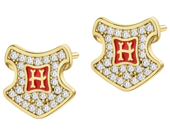 Gold-plated silver earrings with zircons and enamel - Harry Potter, Hogwarts, Warner Bros. Discovery