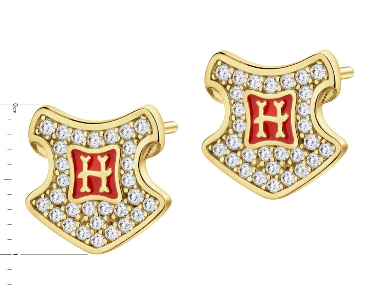 Gold-plated silver earrings with zircons and enamel - Harry Potter, Hogwarts, Warner Bros. Discovery