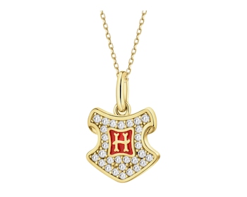 Gold-plated silver pendant with zircons and enamel - Harry Potter, Hogwarts, Warner Bros. Discovery