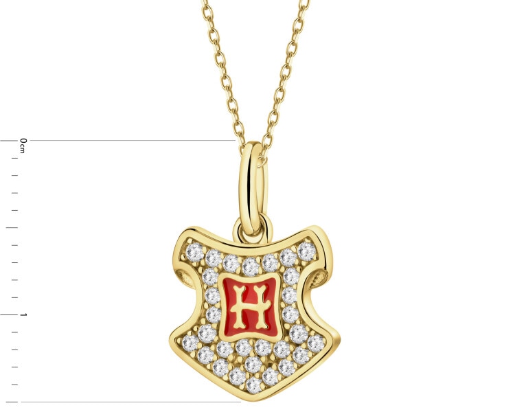 Gold-plated silver pendant with zircons and enamel - Harry Potter, Hogwarts, Warner Bros. Discovery