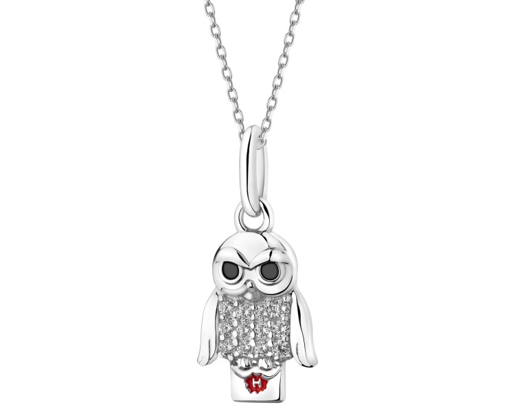 Sterling silver pendant with zirconia and enamel - Harry Potter, Hedwig owl, Warner Bros. Discovery