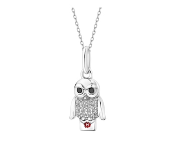 Sterling silver pendant with zirconia and enamel - Harry Potter, Hedwig owl, Warner Bros. Discovery