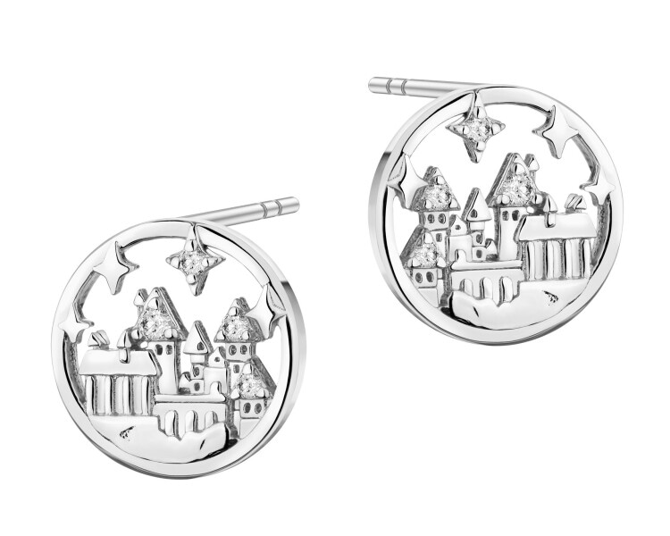 Silver earrings with zircons - Harry Potter, Hogwarts Castle, Warner Bros. Discovery