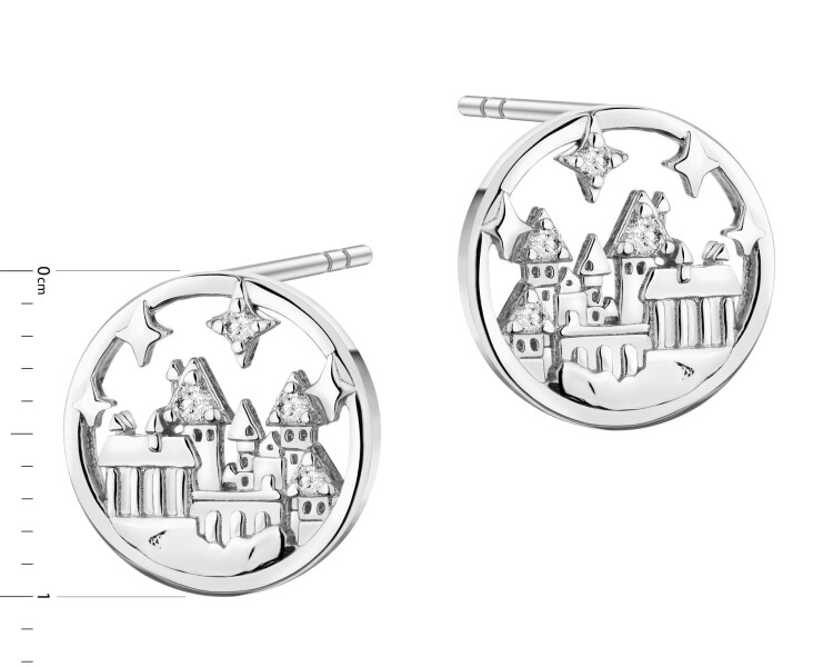 Silver earrings with zircons - Harry Potter, Hogwarts Castle, Warner Bros. Discovery