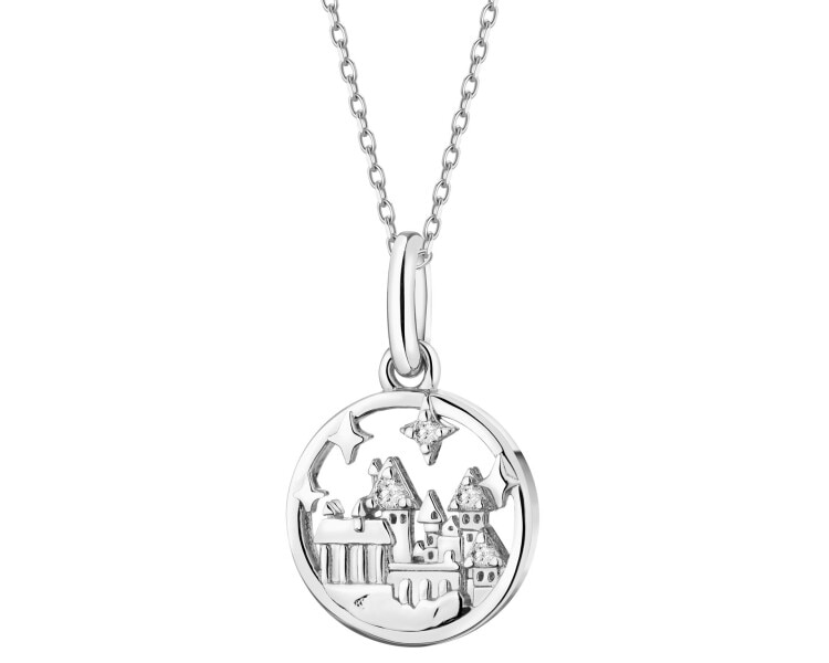 Sterling silver pendant with zircons - Harry Potter, Hogwarts Castle, Warner Bros. Discovery