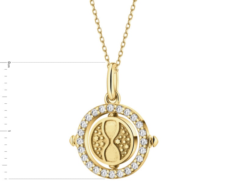 Gold-plated sterling silver pendant with zirconia - Harry Potter, Time-turner, Warner Bros. Discovery