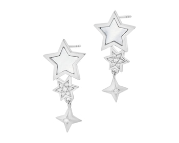 Rhodium Plated Silver Dangling Earring with Cubic Zirconia