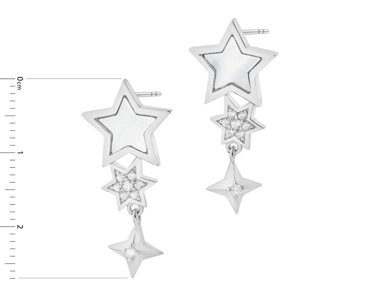Rhodium Plated Silver Dangling Earring with Cubic Zirconia