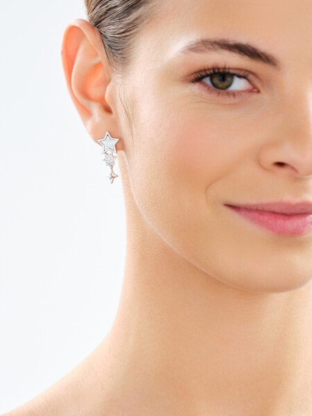 Rhodium Plated Silver Dangling Earring with Cubic Zirconia