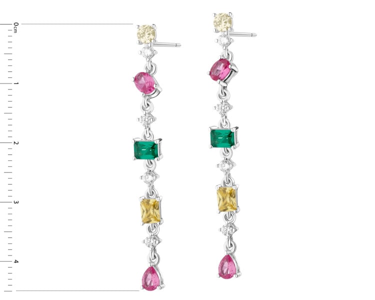 Rhodium Plated Silver Dangling Earring with Cubic Zirconia