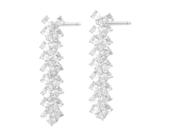 Rhodium Plated Silver Dangling Earring with Cubic Zirconia