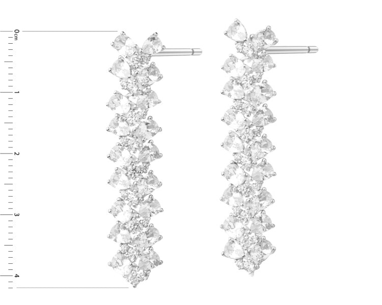 Rhodium Plated Silver Dangling Earring with Cubic Zirconia