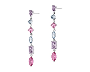 Rhodium Plated Silver Dangling Earring with Cubic Zirconia