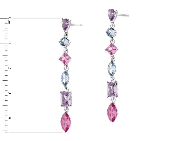 Rhodium Plated Silver Dangling Earring with Cubic Zirconia