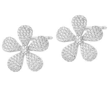 Rhodium Plated Silver Earrings with Cubic Zirconia