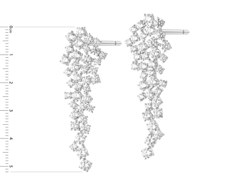 Rhodium Plated Silver Dangling Earring with Cubic Zirconia