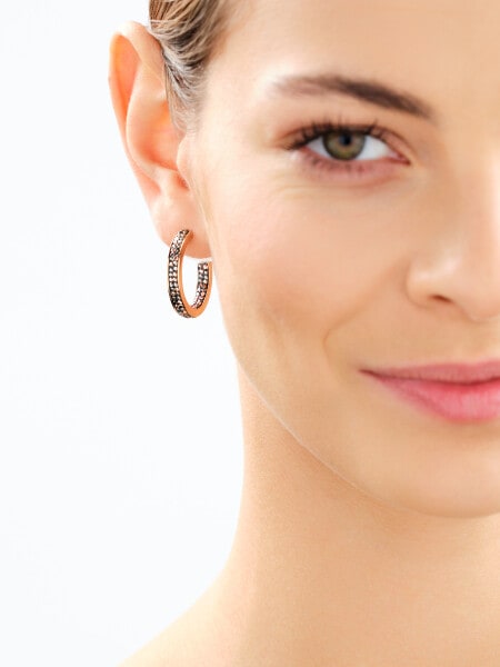 Stainless Steel Hoop Earring with Marcasite