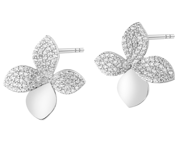 Rhodium Plated Silver Earrings with Cubic Zirconia