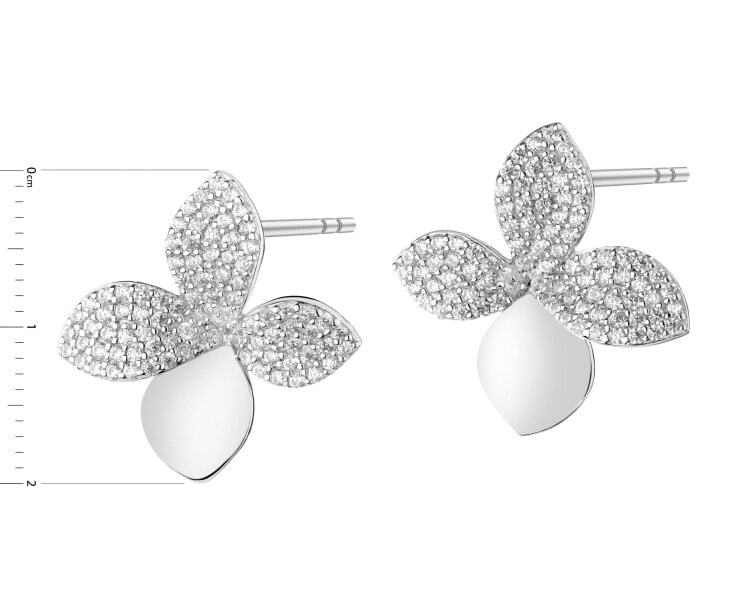Rhodium Plated Silver Earrings with Cubic Zirconia