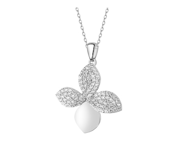 Rhodium Plated Silver Pendant with Cubic Zirconia