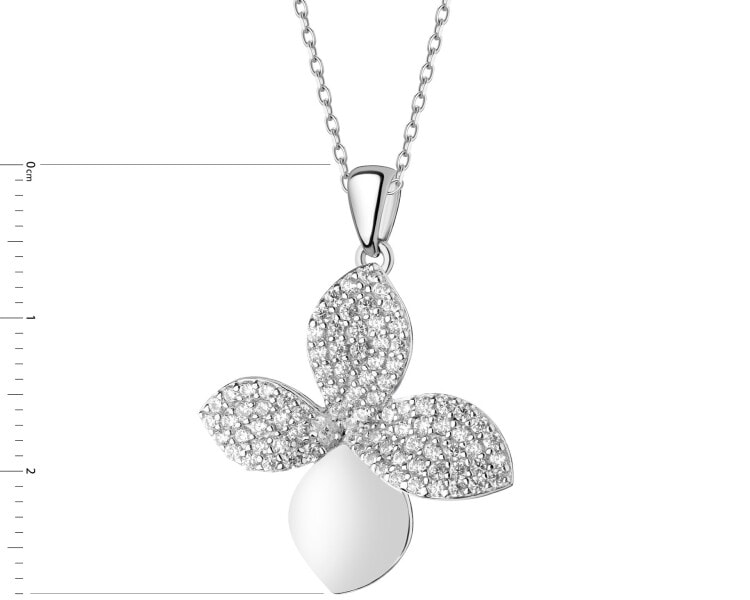 Rhodium Plated Silver Pendant with Cubic Zirconia