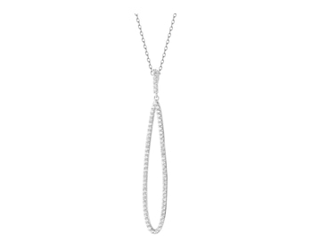 Rhodium Plated Silver Pendant with Cubic Zirconia