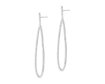 Rhodium Plated Silver Dangling Earring with Cubic Zirconia