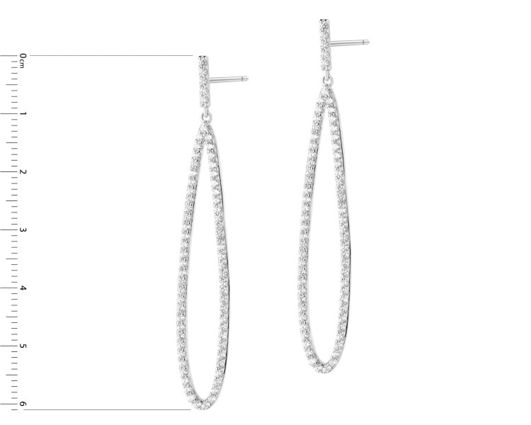 Rhodium Plated Silver Dangling Earring with Cubic Zirconia