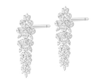 Rhodium Plated Silver Dangling Earring with Cubic Zirconia