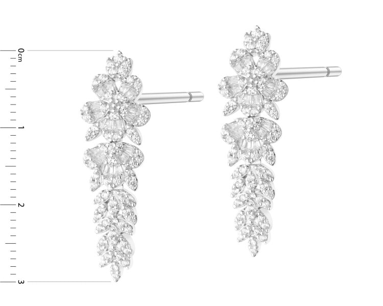 Rhodium Plated Silver Dangling Earring with Cubic Zirconia