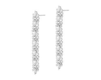 Rhodium Plated Silver Dangling Earring with Cubic Zirconia