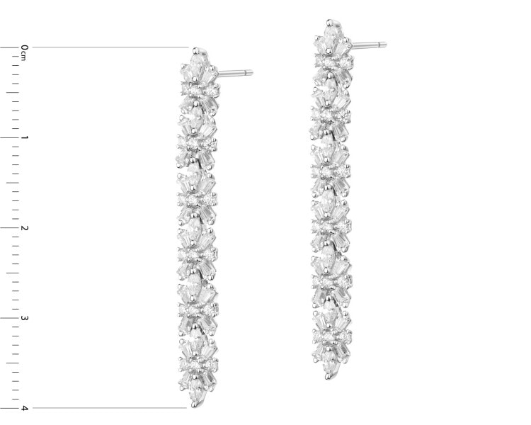 Rhodium Plated Silver Dangling Earring with Cubic Zirconia