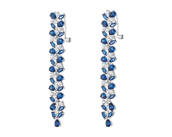 Rhodium Plated Silver Dangling Earring with Cubic Zirconia