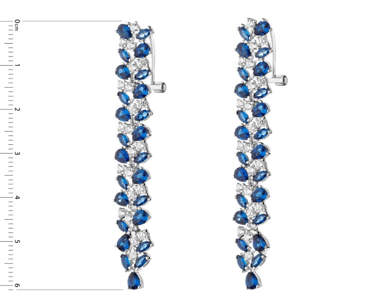 Rhodium Plated Silver Dangling Earring with Cubic Zirconia