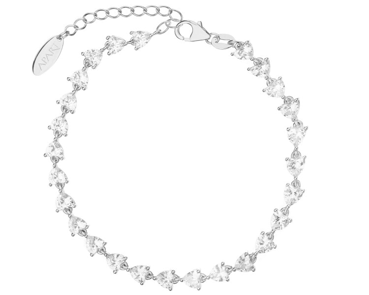 Rhodium Plated Silver Bracelet with Cubic Zirconia