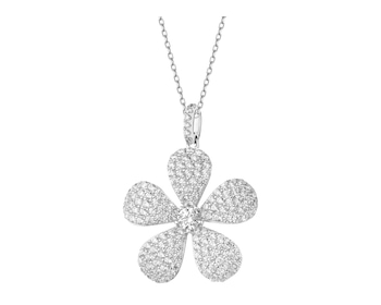 Rhodium Plated Silver Pendant with Cubic Zirconia