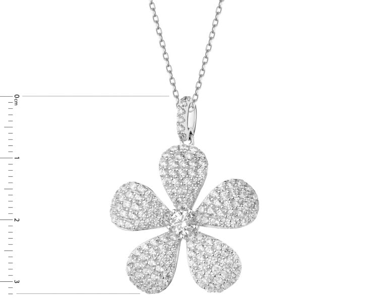 Rhodium Plated Silver Pendant with Cubic Zirconia