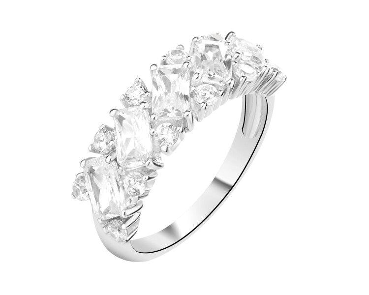 Rhodium Plated Silver Ring with Cubic Zirconia