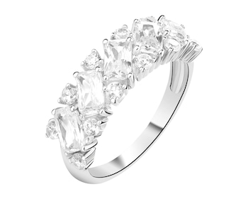 Rhodium Plated Silver Ring with Cubic Zirconia