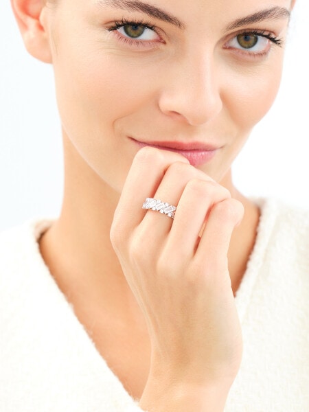 Rhodium Plated Silver Ring with Cubic Zirconia