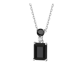 Rhodium Plated Silver Pendant with Cubic Zirconia