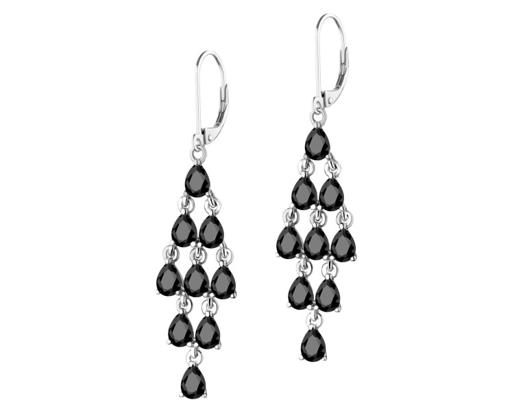 Rhodium Plated Silver Dangling Earring with Cubic Zirconia