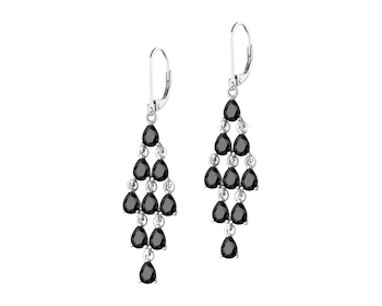 Rhodium Plated Silver Dangling Earring with Cubic Zirconia