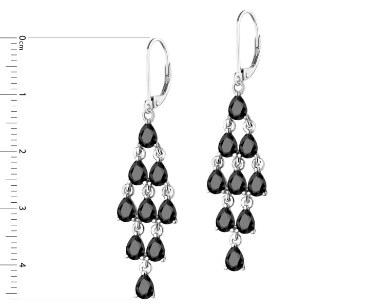 Rhodium Plated Silver Dangling Earring with Cubic Zirconia