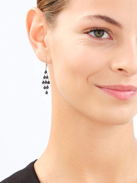 Rhodium Plated Silver Dangling Earring with Cubic Zirconia