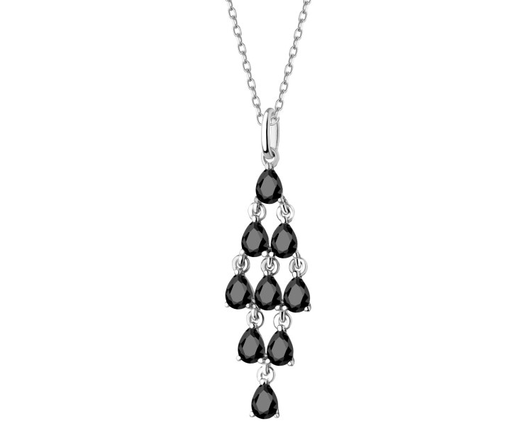 Rhodium Plated Silver Pendant with Cubic Zirconia