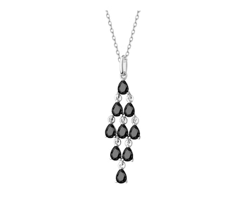 Rhodium Plated Silver Pendant with Cubic Zirconia