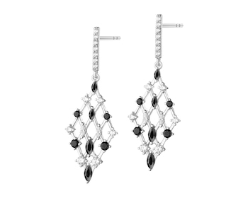 Rhodium Plated Silver Dangling Earring with Cubic Zirconia