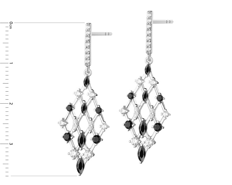 Rhodium Plated Silver Dangling Earring with Cubic Zirconia