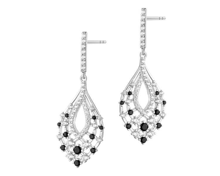 Rhodium Plated Silver Earrings with Cubic Zirconia